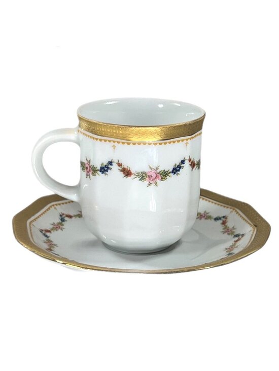 Tirschenreuth Other - Vtg Tirschenreuth Bavaria PETITE ROSE Demitasse Coffee Cup Saucer Set Germany